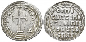 Constantine VI with Irene AD 780-797. Byzantine. Miliaresion AR