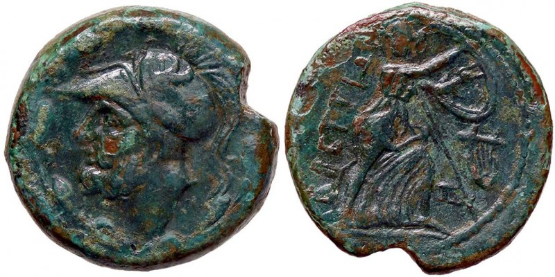 GRECHE - BRUTTIUM - Brettii - Doppia unità - Testa di Ares a s. con elmo corinzi...