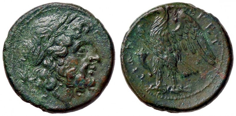GRECHE - BRUTTIUM - Brettii - Oncia ridotta - Testa laureata di Zeus a d. /R Aqu...