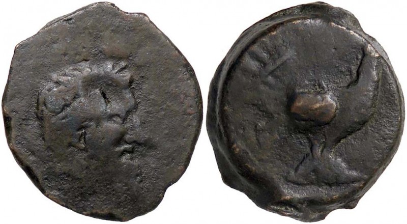 GRECHE - BRUTTIUM - Locri Epizephyrii - AE 22 - Testa laureata di Zeus a d. /R A...