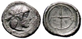 GRECHE - SICILIA - Siracusa (485-425 a.C.) - Obolo - Testa di Aretusa a d. /R Ruota a quattro raggi Mont. 5001; S. Ans. 116 (AG g. 0,67)
qSPL/SPL