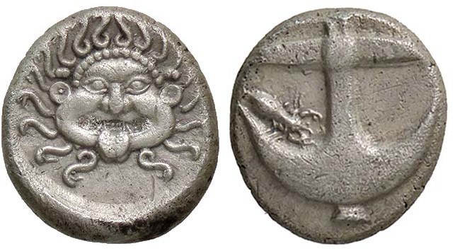 GRECHE - TRACIA - Apollonia Pontica - Dracma - Testa della Gorgone di fronte /R ...