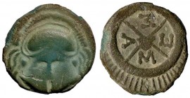 GRECHE - TRACIA - Mesembria - AE 17 - Elmo /R M E T A inquartato Sear 1675 (AE g. 3,07) Patina verde
qBB/BB