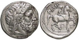 GRECHE - RE DI MACEDONIA - Filippo II (359-336 a.C.) - Tetradracma - Testa laureata di Zeus a d. /R Cavaliere a d. con palma; sotto, una corona (AG g....