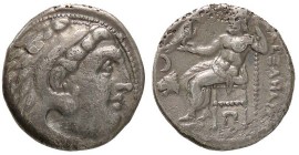 GRECHE - RE DI MACEDONIA - Alessandro III (336-323 a.C.) - Dracma - Testa di Eracle a d. /R Zeus seduto a s.; nel campo a s. parte di leone S. Cop. 91...