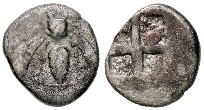 GRECHE - IONIA - Efeso - Dracma - Ape /R Quadrato incuso S. Cop. 208 (AG g. 2,94...