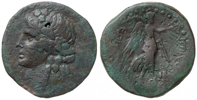 GRECHE - ISOLE DELLA CARIA - Rodi - AE 33 - Testa di Dioniso laureata a s. /R La...