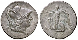 GRECHE - PANFILIA - Side - Tetradracma - Testa di Atena a d. /R La Nike andante a s. con corona; nel campo, uno scudo S. Cop. 393 (AG g. 16,27) Schiac...