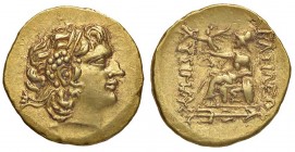 GRECHE - RE DEL PONTO - Mitridate VI (120-63 a.C.) - Statere - Testa a d. /R Atena seduta a s. con Nike; sotto, tridente S. Cop. 1091 (AU g. 8,24) Ex ...