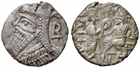 GRECHE - RE PARTHI - Vologases III (148-192) - Tetradracma - Busto diademato a s. /R Il Re in trono a d. incoronato dalla Tyche S. Cop. 235 (AG g. 11,...