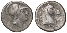 ROMANE REPUBBLICANE - ANONIME - Monete romano-campane (280-210 a.C.) - Didracma - Testa elmata di Marte a d. /R Protome equina a d.; dietro, un falcet...