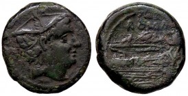 ROMANE REPUBBLICANE - ANONIME - Monete semilibrali (217-215 a.C.) - Semuncia - Testa di Mercurio a d. /R Prua di nave a d. Cr. 38/7; Syd. 87 (AE g. 6,...