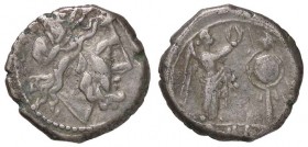 ROMANE REPUBBLICANE - ANONIME - Monete senza simboli (dopo 211 a.C.) - Vittoriato - Testa di Giove a d. /R La Vittoria a d. incorona un trofeo B. 9; C...