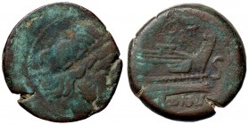 ROMANE REPUBBLICANE - ANONIME - Monete con simboli o monogrammi (211-170 a.C.) - Semisse - Testa laureata di Saturno a d.; dietro, lettera S /R Prua d...