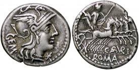 ROMANE REPUBBLICANE - ABURIA - C. Aburius Geminus (134 a.C.) - Denario - Testa di Roma a d. /R Marte su quadriga verso d. B. 1; Cr. 244/1 (AG g. 3,92)...