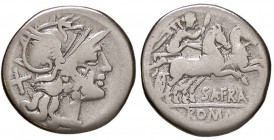 ROMANE REPUBBLICANE - AFRANIA - Spurius Afranius (150 a.C.) - Denario - Testa di Roma a d. /R La Vittoria su biga verso d. B. 1; Cr. 206/1 (AG g. 3,72...