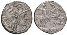 ROMANE REPUBBLICANE - ANTESTIA - C. Antestius Labeo (146 a.C.) - Denario - Testa di Roma a d. /R I Dioscuri a cavallo a d.; sotto un cane con le gambe...