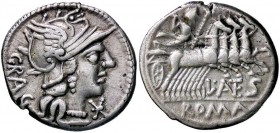 ROMANE REPUBBLICANE - ANTESTIA - L. Antestius Gragulus (136 a.C.) - Denario - Testa di Roma a d. /R Giove su quadriga verso d. B. 9; Cr. 238/1 (AG g. ...