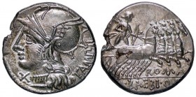 ROMANE REPUBBLICANE - BAEBIA - M. Baebius Q. f. Tampilus (137 a.C.) - Denario - Testa di Roma a s. /R Apollo su quadriga a d. con fulmine e arco B. 12...