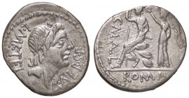 ROMANE REPUBBLICANE - CAECILIA - L. Caecilius Metellus (96 a.C.) - Denario - Testa di Apollo a d.; sotto, una stella /R Roma seduta su scudi, incorona...