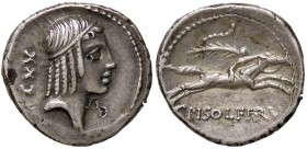 ROMANE REPUBBLICANE - CALPURNIA - C. Calpurnius Piso L. f. Frugi (67 a.C.) - Denario - Testa di Apollo a d. /R Cavaliere a d. regge una palma B. 24; C...