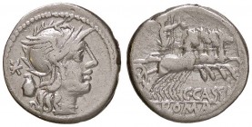 ROMANE REPUBBLICANE - CASSIA - C. Cassius (126 a.C.) - Denario - Testa di Roma a d.; dietro, urna votiva /R La Libertà su quadriga verso d. B. 1; Cr. ...