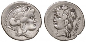 ROMANE REPUBBLICANE - CASSIA - L. Cassius Q. f. Longinus (78 a.C.) - Denario - Testa di Libero o Bacco a d. /R Testa della Libertà a s. B. 6; Cr. 386/...