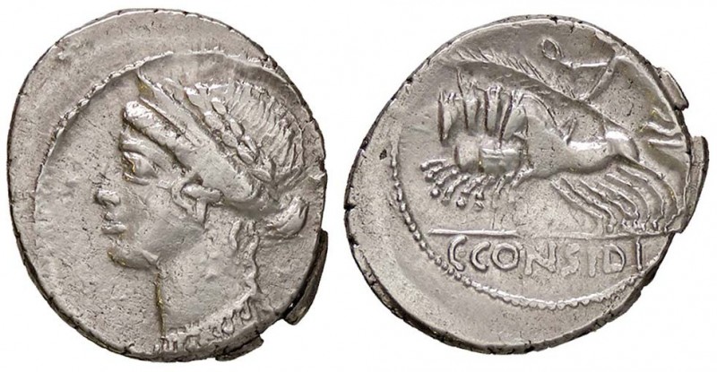 ROMANE REPUBBLICANE - CONSIDIA - C. Considius Paetus (46 a.C.) - Denario - Testa...