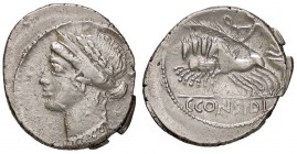 ROMANE REPUBBLICANE - CONSIDIA - C. Considius Paetus (46 a.C.) - Denario - Testa di Venere Erycina a s. /R La Vittoria su quadriga a s. B. 7; Cr. 465/...