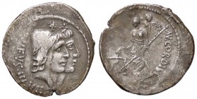 ROMANE REPUBBLICANE - CORDIA - Mn. Cordius Rufus (46 a.C.) - Denario - Testa affiancate dei Dioscuri a d. /R Venere Verticordia stante a s. con scettr...