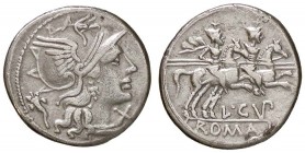 ROMANE REPUBBLICANE - CUPIENNIA - L. Cupiennius (147 a.C.) - Denario - Testa di Roma a d.; dietro una cornucopia, davanti X /R I Dioscuri a cavallo ve...