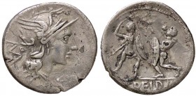 ROMANE REPUBBLICANE - DIDIA - T. Deidus (113-112 a.C.) - Denario - Testa di Roma a d. /R Due soldati armati che combattono B. 2; Cr. 294/1 (AG g. 2,96...