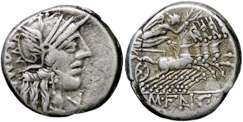 ROMANE REPUBBLICANE - FANNIA - M. Fannius C. f. (123 a.C.) - Denario - Testa di ...