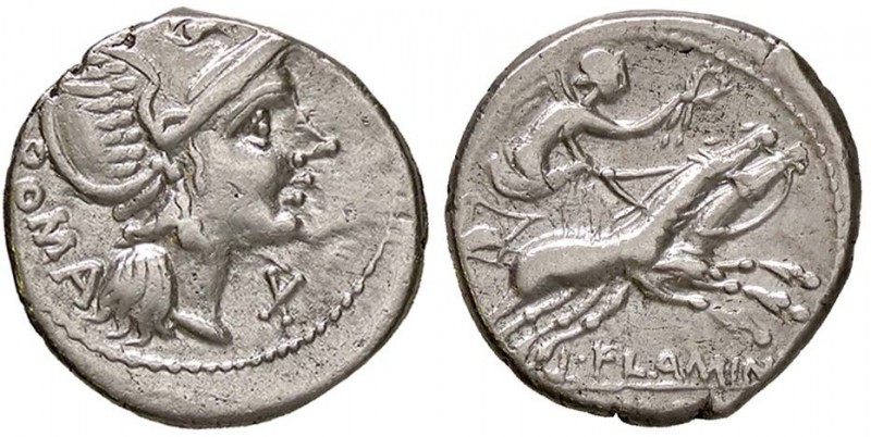 ROMANE REPUBBLICANE - FLAMINIA - L. Flaminius Chilo (109-108 a.C.) - Denario - T...
