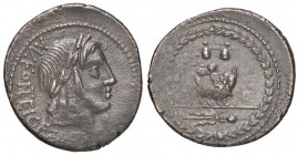 ROMANE REPUBBLICANE - FONTEIA - Man. Fonteius C. f. (85 a.C.) - Denario - Testa di Apollo Vejovis a d.; sotto, un fulmine /R Il Genio di Apollo Vejovi...