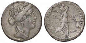 ROMANE REPUBBLICANE - HOSTILIA - L. Hostilius Saserna (48 a.C.) - Denario - Testa di Venere a d. /R La Vittoria andante d. con trofeo e caduceo B. 5; ...