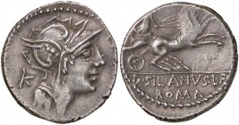 ROMANE REPUBBLICANE - JUNIA - D. Junius Silanus L. f. (91 a.C.) - Denario - Testa di Roma a d. /R La Vittoria su biga a d. B. 15; Cr. 337/3 (AG g. 3,8...