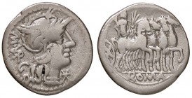 ROMANE REPUBBLICANE - VARGUNTEIA - M. Vargunteius (130 a.C.) - Denario - Testa di Roma a d. /R Giove in quadriga verso d. B. 1; Cr. 257/1 (AG g. 3,68)...