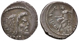 ROMANE REPUBBLICANE - VIBIA - C. Vibius C. f C. n. Pansa Caetronianus (48 a.C.) - Denario - Testa di Pan a d. /R Giove seduto a s. con patera e lancia...