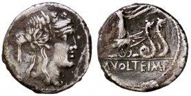 ROMANE REPUBBLICANE - VOLTEIA - M. Volteius M. f. (78 a.C.) - Denario - Testa di Libero a d. /R Cerere su carro verso d. trainato da due serpenti, die...