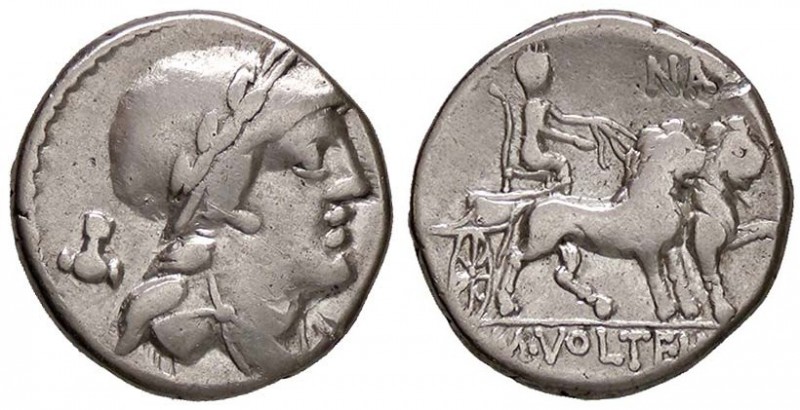 ROMANE REPUBBLICANE - VOLTEIA - M. Volteius M. f. (78 a.C.) - Denario - Testa di...