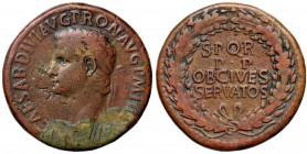 ROMANE IMPERIALI - Caligola (37-41) - Sesterzio - Busto laureato a s. /R Scritta entro corona C. 24; RIC 37 (AE g. 27,29)
qBB/BB