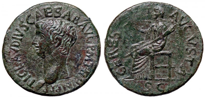 ROMANE IMPERIALI - Claudio (41-54) - Asse - Testa a s. /R Cerere velata seduta a...