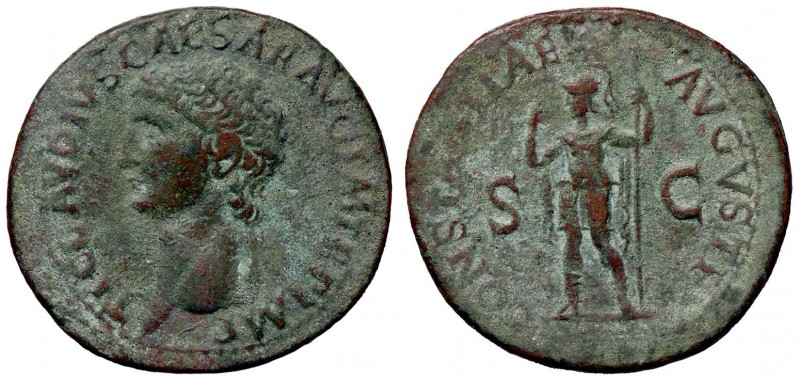 ROMANE IMPERIALI - Claudio (41-54) - Asse - Testa a s. /R Pallade stante a s. co...