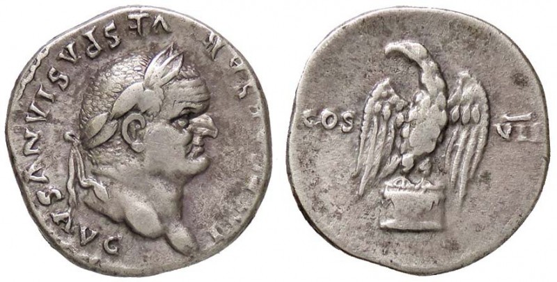 ROMANE IMPERIALI - Vespasiano (69-79) - Denario - Testa laureata a d. /R Aquila ...