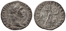 ROMANE IMPERIALI - Domiziano (81-96) - Denario - Testa laureata a d. /R Minerva stante a d. su vascello con lancia e scudo C. 266 (AG g. 3,19)
BB+