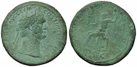 ROMANE IMPERIALI - Domiziano (81-96) - Sesterzio - Busto laureato a d. /R Giove seduto a s. con Vittoria e scettro C. 307 (AE g. 25,89) Patina verde
...