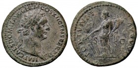 ROMANE IMPERIALI - Domiziano (81-96) - Asse - Busto laureato a d. con l'egida /R La Fortuna stante a s. con timone e cornucopia C. 122 (AE g. 11,62)
...