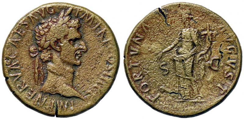 ROMANE IMPERIALI - Nerva (96-98) - Sesterzio - Busto laureato a d. /R La Fortuna...
