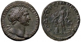 ROMANE IMPERIALI - Traiano (98-117) - Asse - Busto laureato a d. /R L'Abbondanza a s. tiene due spighe e una cornucopia; ai suoi piedi un modio e una ...